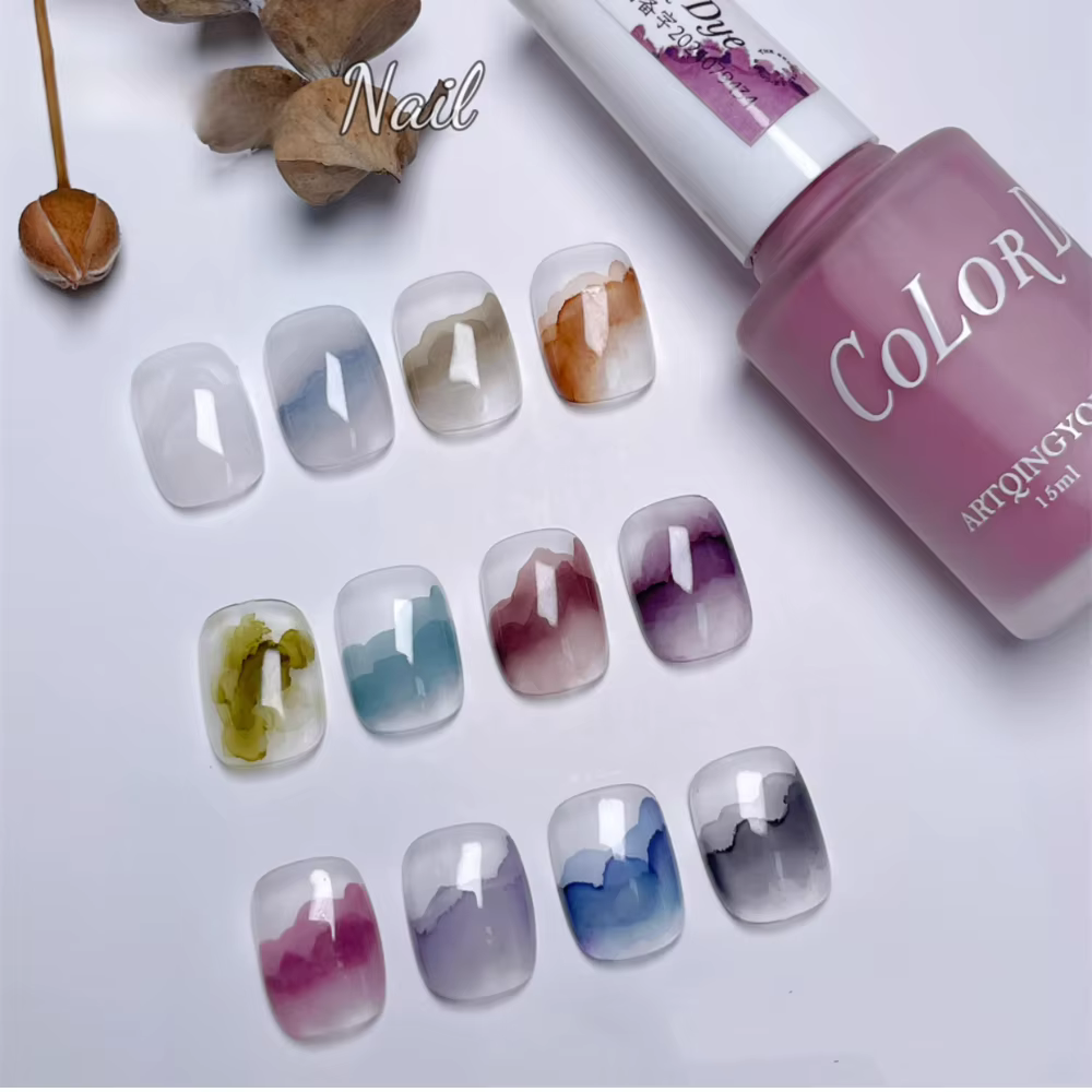 Vernis à ongles gel 15ml effet marbre aquarelle pour motifs floraux DIY