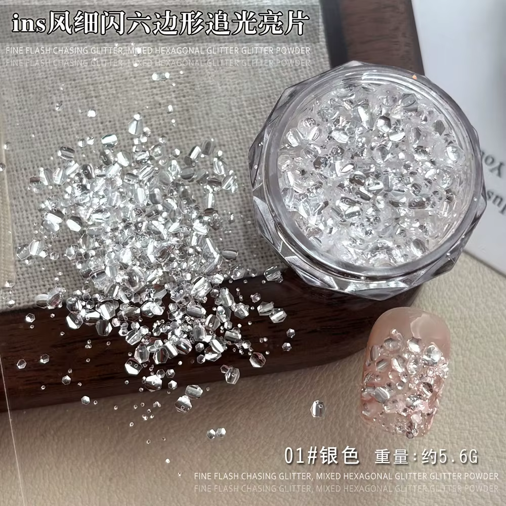 2 bouteilles de paillettes hexagonales Ultra-fines pour ongles