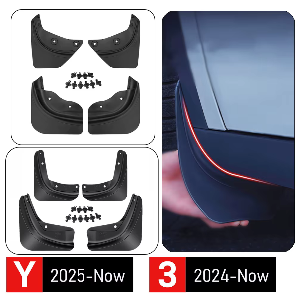Pour Tesla Model Y et Model 3 (2025-2026) – Accessoires YL : Bavettes anti-éclaboussures toutes saisons sans perçage, pour une protection optimale de la peinture et de la carrosserie, garde au véhicul