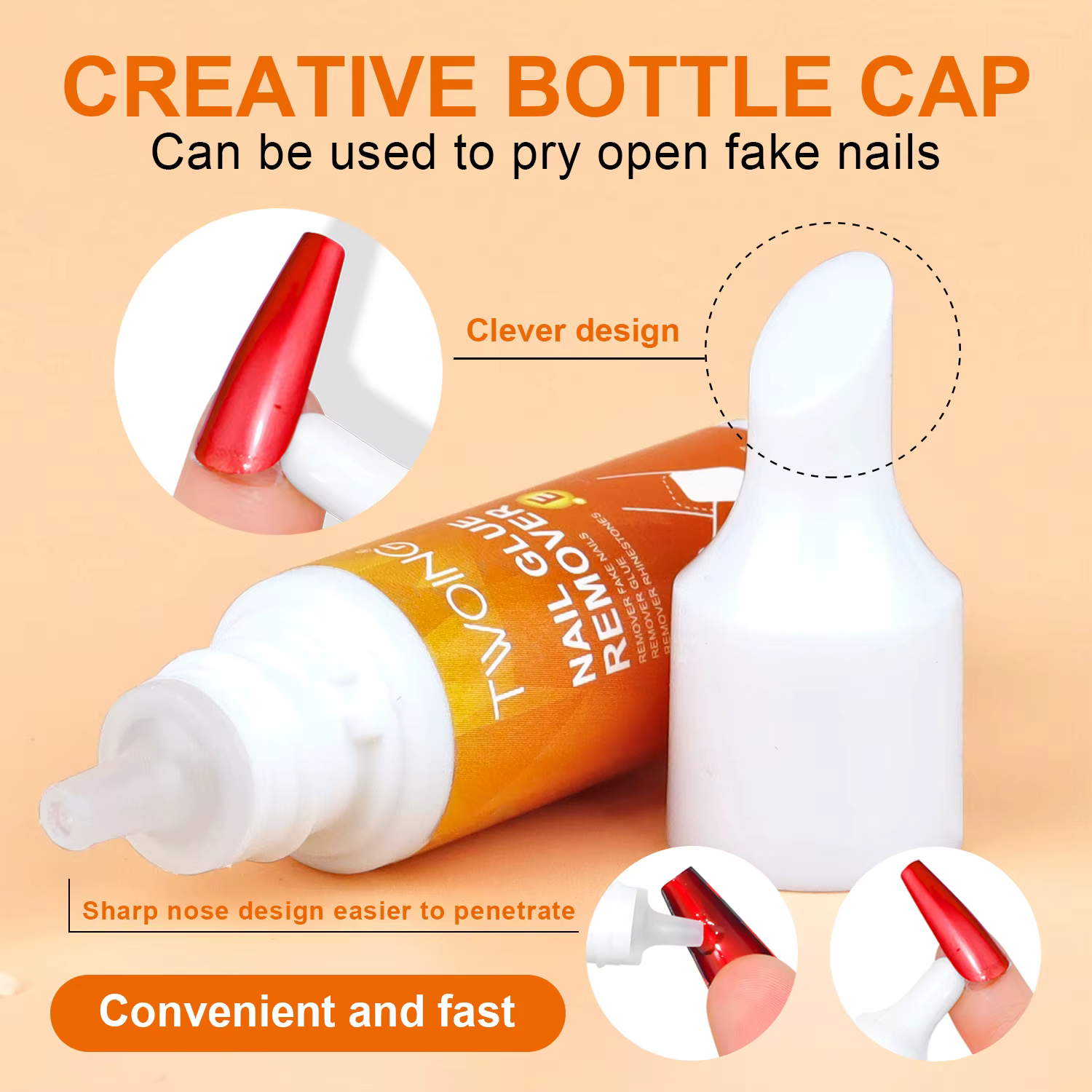 TWOING faux ongles conseils adhésifs solides dissolvant de Gel liquide