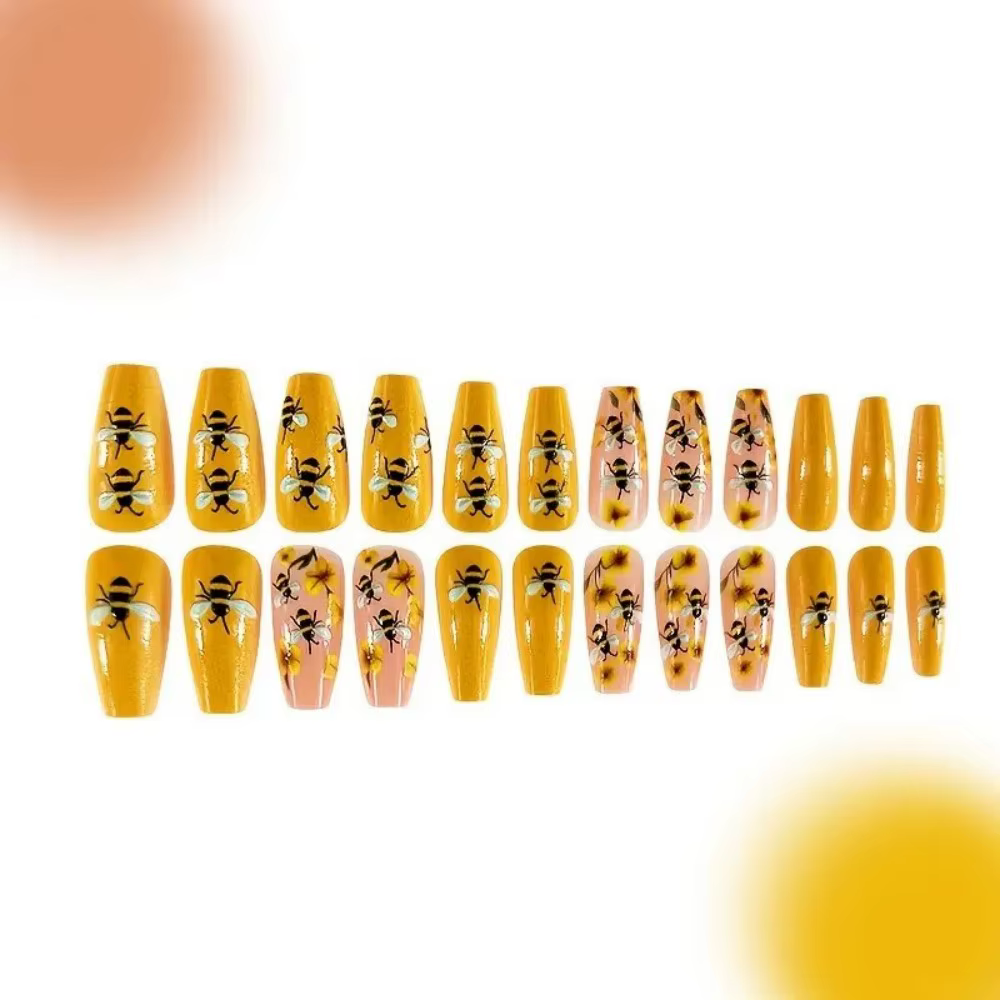 24 pièces/ensemble, faux ongles mi-longs pour femmes