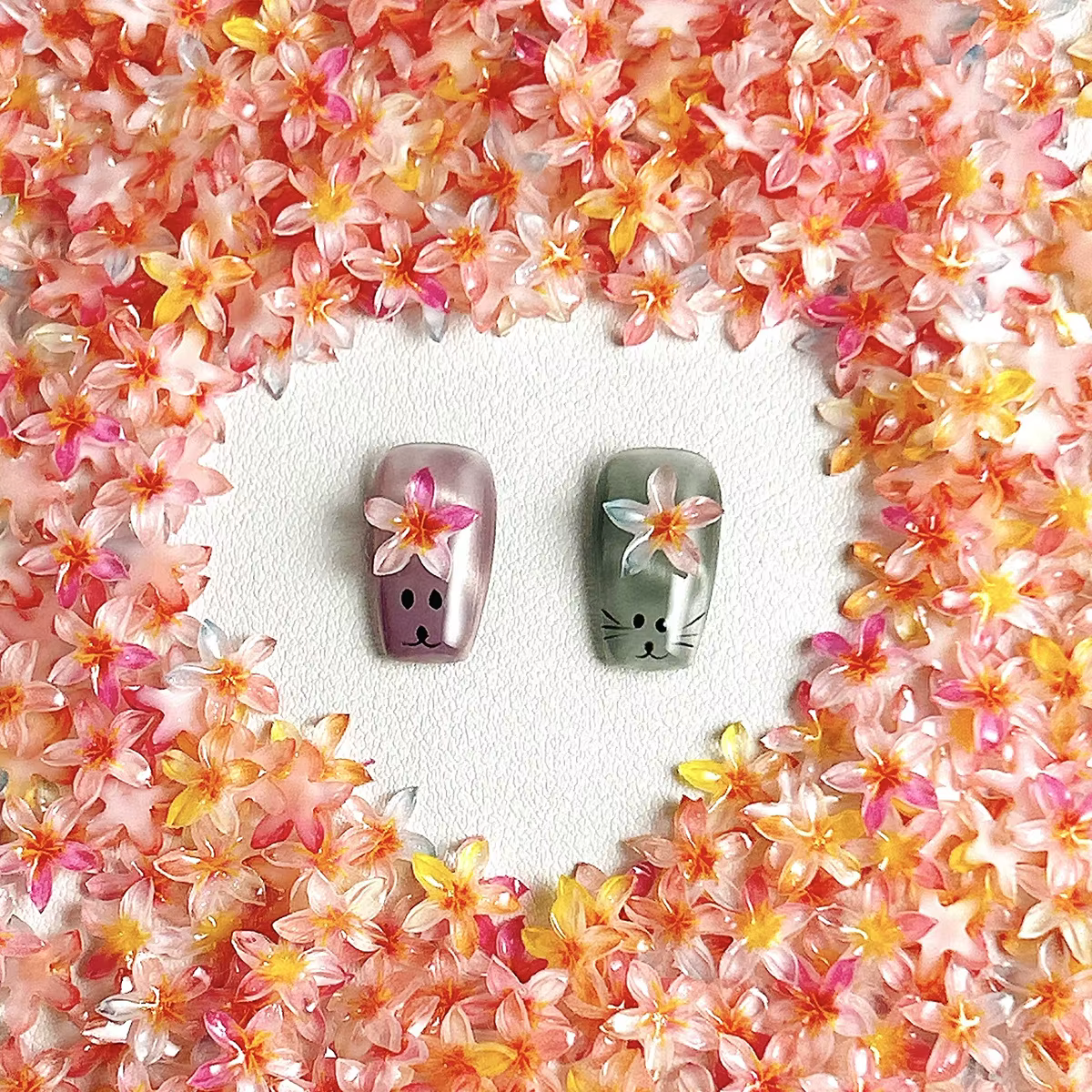20 pièces de décorations pour ongles en résine en forme de fleur de lys – Style féerique pastel japonais