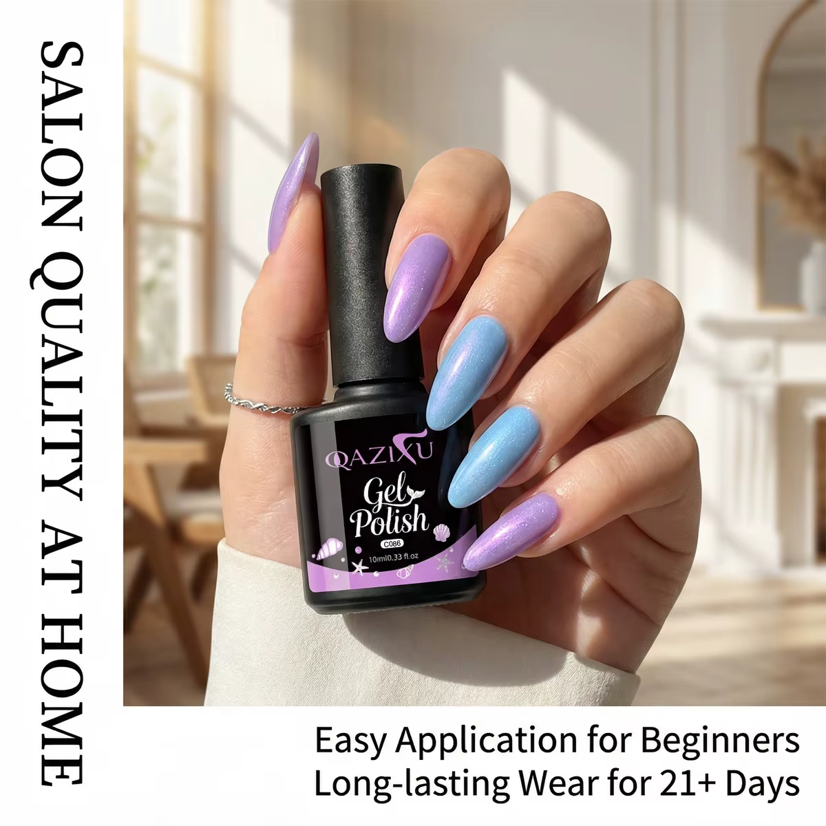 QAZIXU – Kit de vernis à ongles gel pailleté effet sirène 6 couleurs