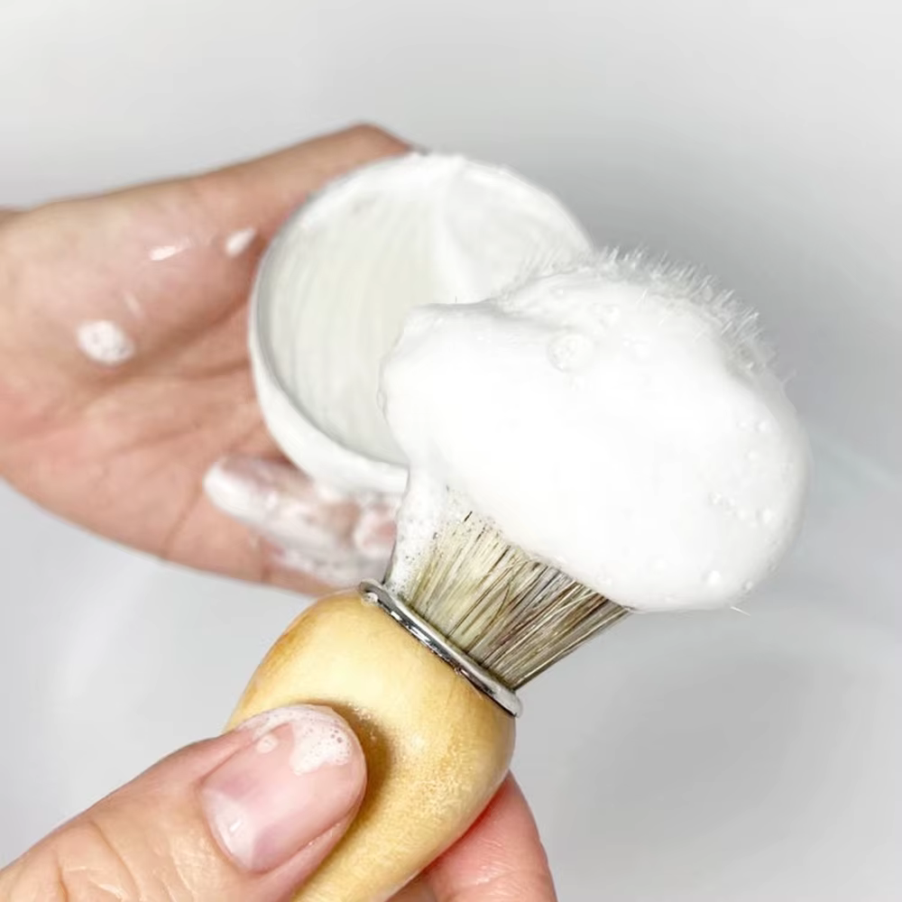 Savon de rasage pour barbe pour hommes, Texture lisse, fait à la main, barre Dense, garde le visage, crème de rasage en mousse biologique fraîche et propre pour hommes