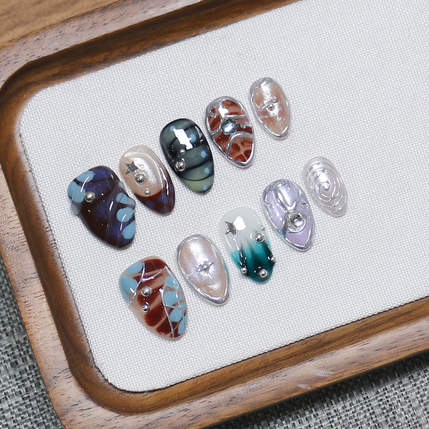 10 pièces de faux ongles en coquille d'étoile
