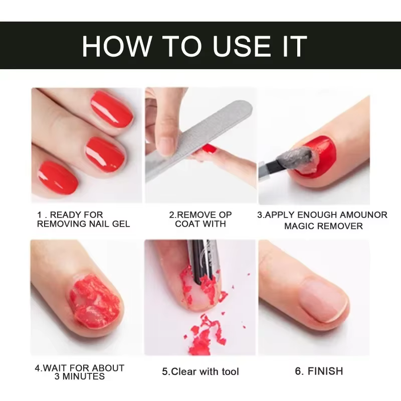 Dissolvant rapide magique pour vernis à ongles gel UV