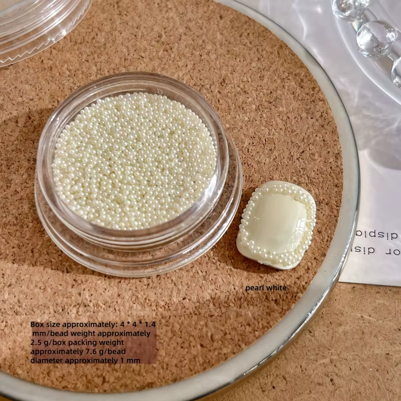 1 boîte de perles pour ongles Caviar couleur dopamine