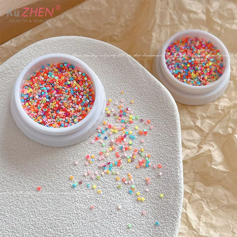 1 boîte de paillettes colorées à pois pour Nail Art