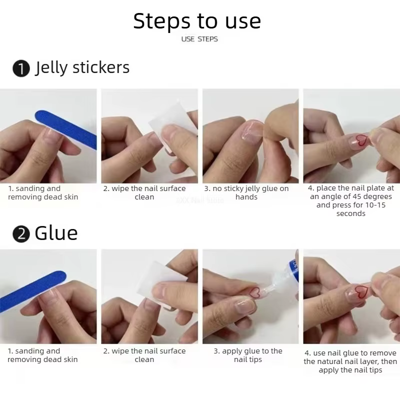 Nouvelles 10 pièces Ongles artificiels faits main Muse Rose Noir