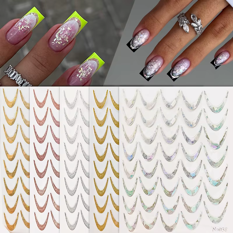 Autocollant pour Ongles Noir à la Française pour Manucure