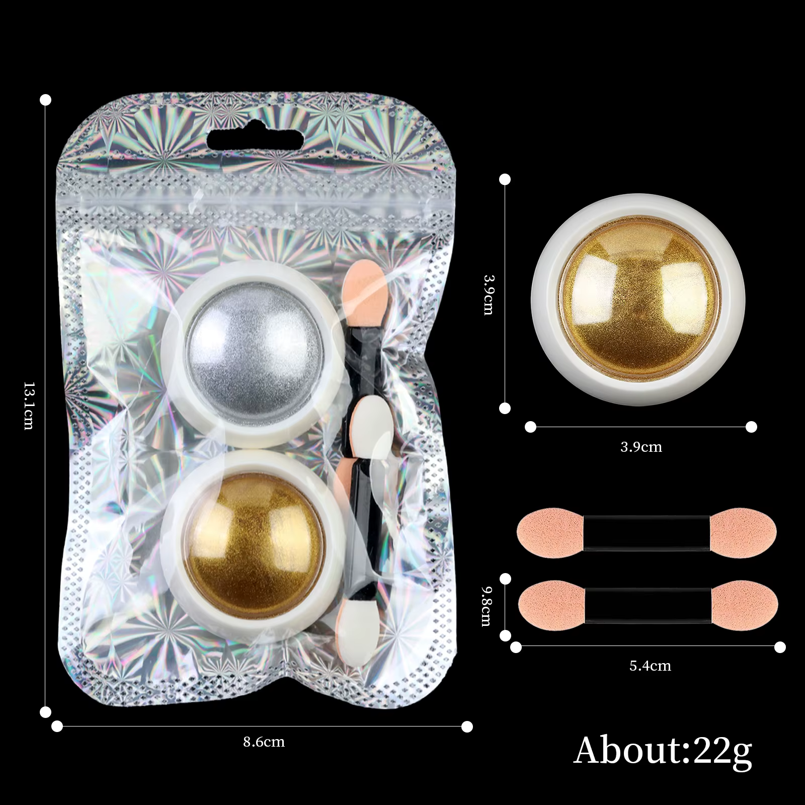 Kit de poudre à ongles effet miroir chromé