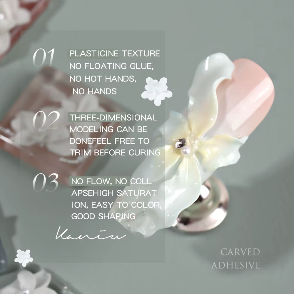 5ml 3D fleur Gel antiadhésif sculpture colle perle blanc Satin Nail Art bricolage