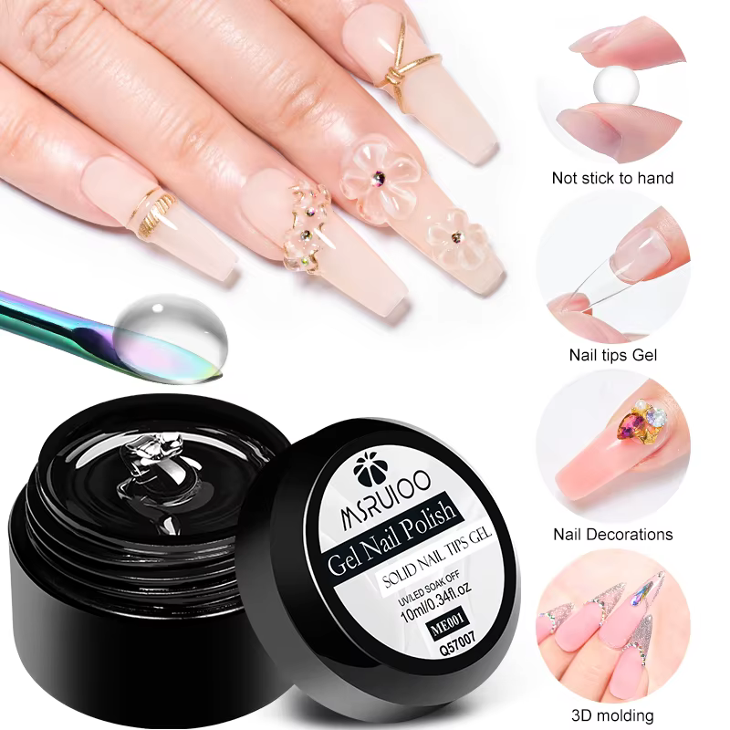 MSRUIOO 10ml clair solide ongles conseils Gel longue durée sans bulles UV/LED Gel de construction