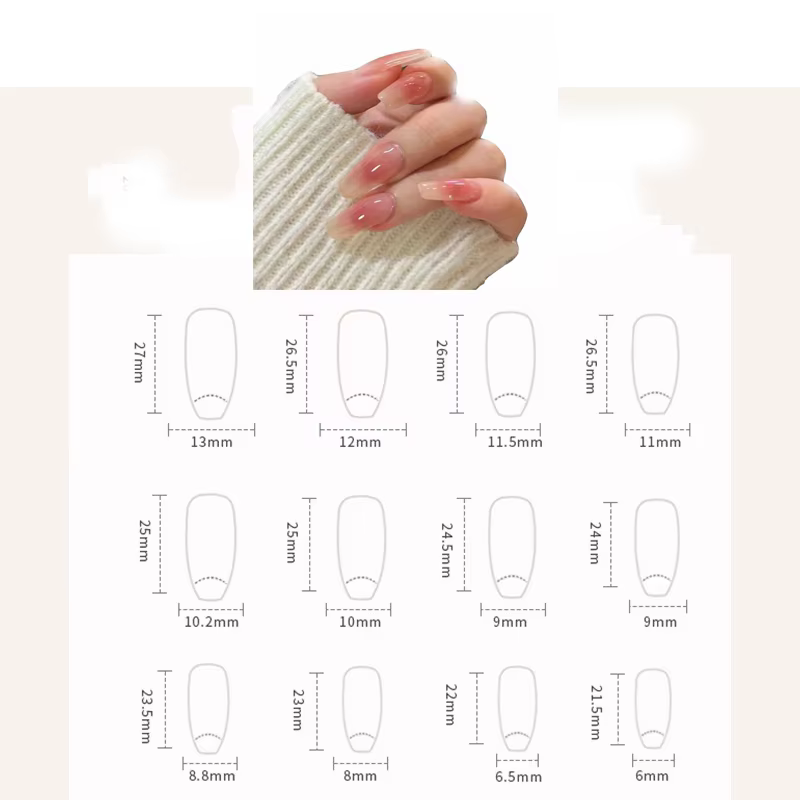Ensemble de faux ongles à couverture complète avec autocollants en MSI