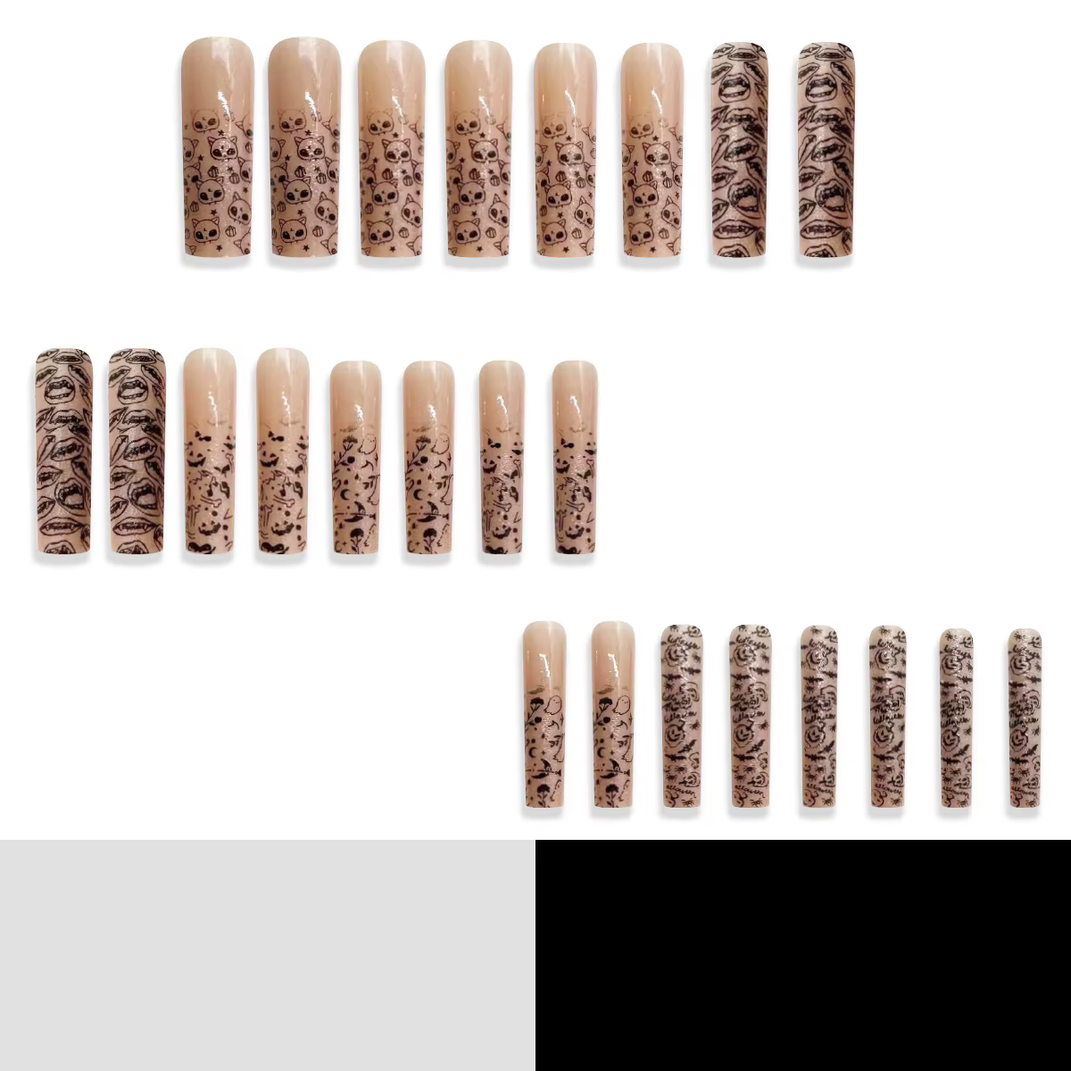 24 pièces brillent dans la nuit faux ongles Extra longs Ballet