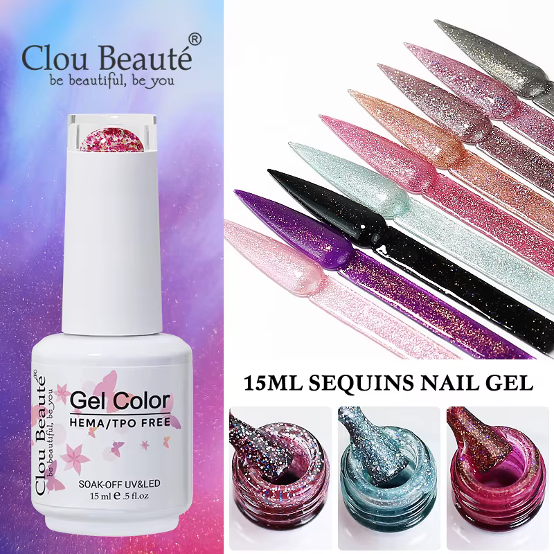 Clou Beaute paillettes Gel vernis à ongles couleur d'hiver