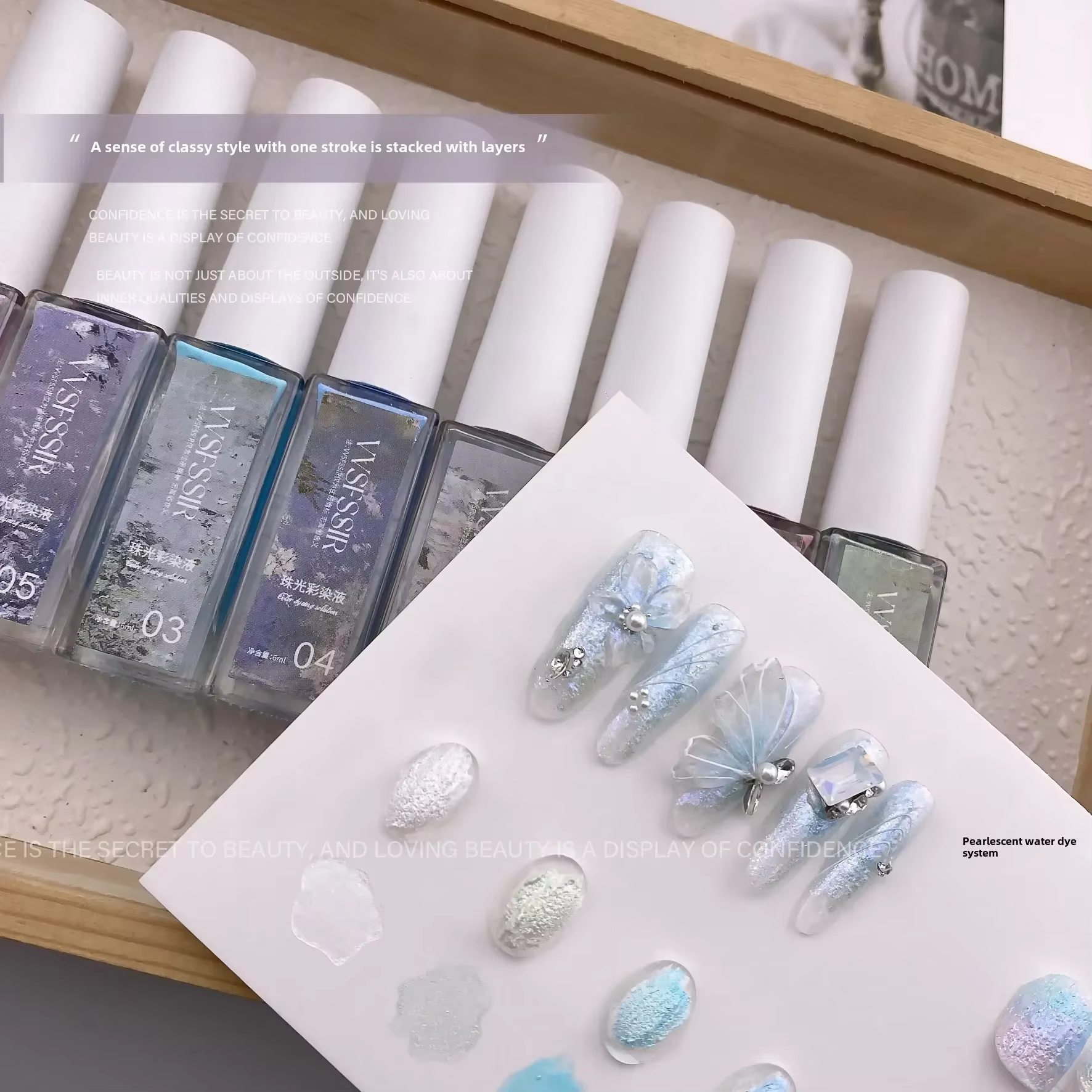 9 couleurs fée poudre paillettes floraison Gel vernis à ongles aquarelle encre peinture