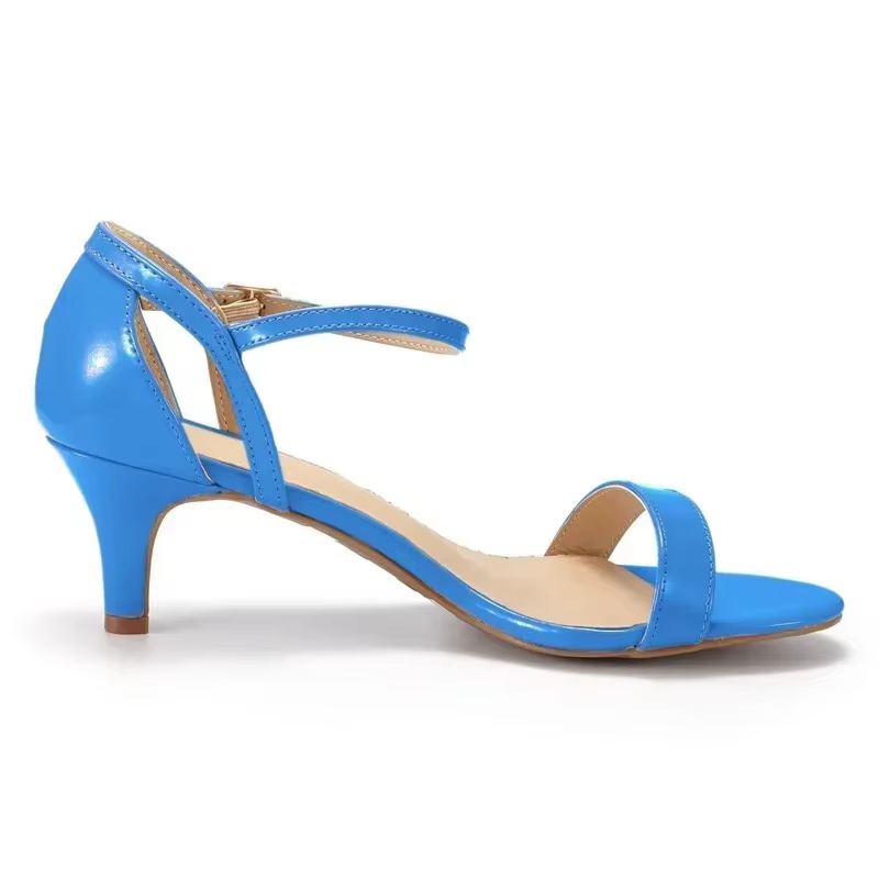 Sandales d'Été en Cuir Verni Multicolore pour Femme, Sexy, Talons Hauts Bas de 5cm, Sangle de Rincage, Escarpins de ix, Chaussures de Mariage, Nouvelle Collection