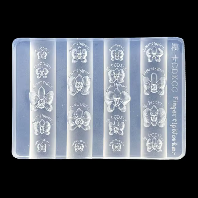 Moule à ongles en acrylique 3D transparent, motif Cœur Baroque, Collier Français, Papillon, Fleur, pour décoration d'ongles DIY et manucure