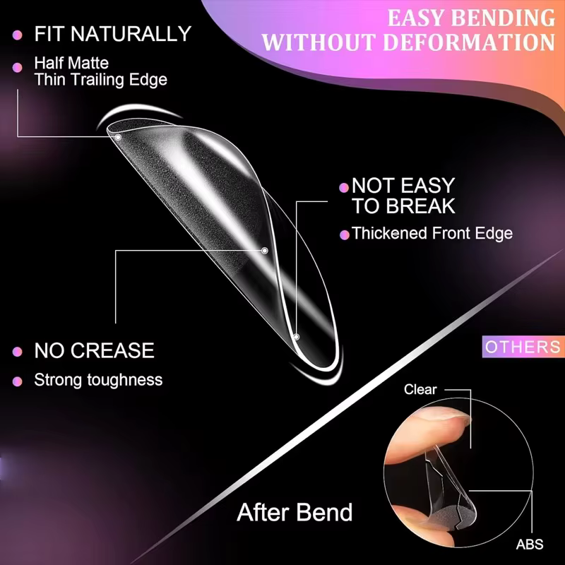 Ensemble de faux ongles ronds longs en forme d'amande de 120 pièces