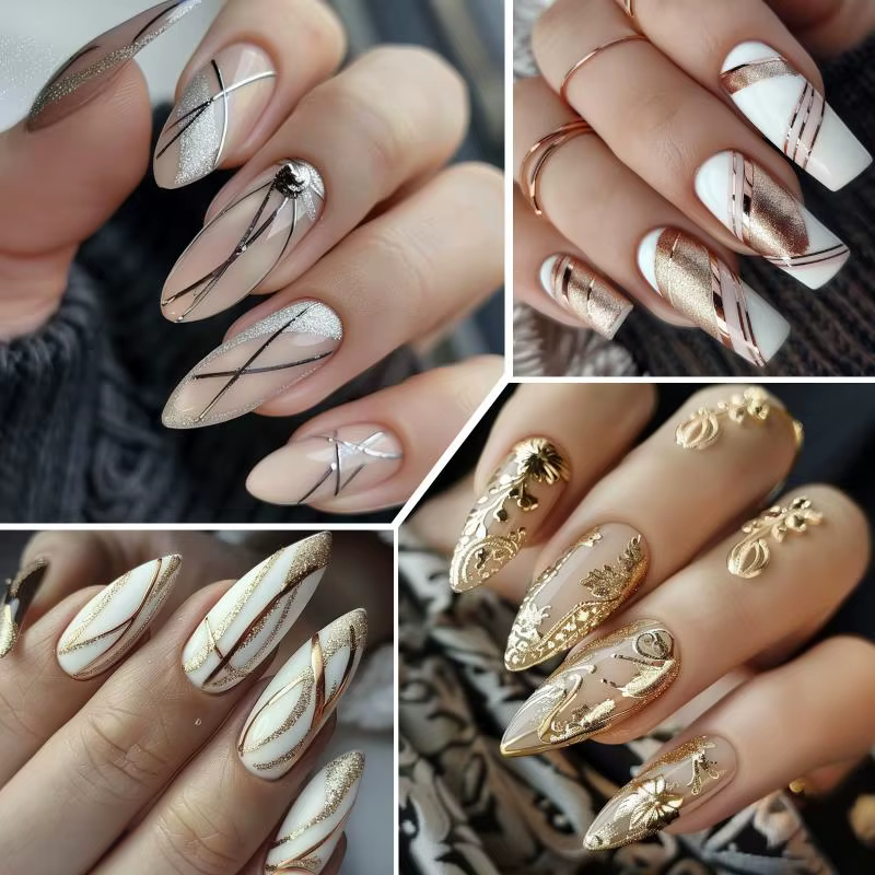 Vernis à ongles gel métallique or et argent
