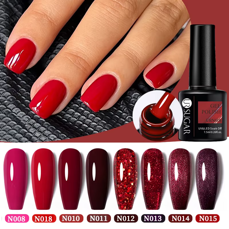 UR SUGAR 7.5ml vin foncé rouge vernis à ongles automne Gel peinture Nail Art Semi Permanent