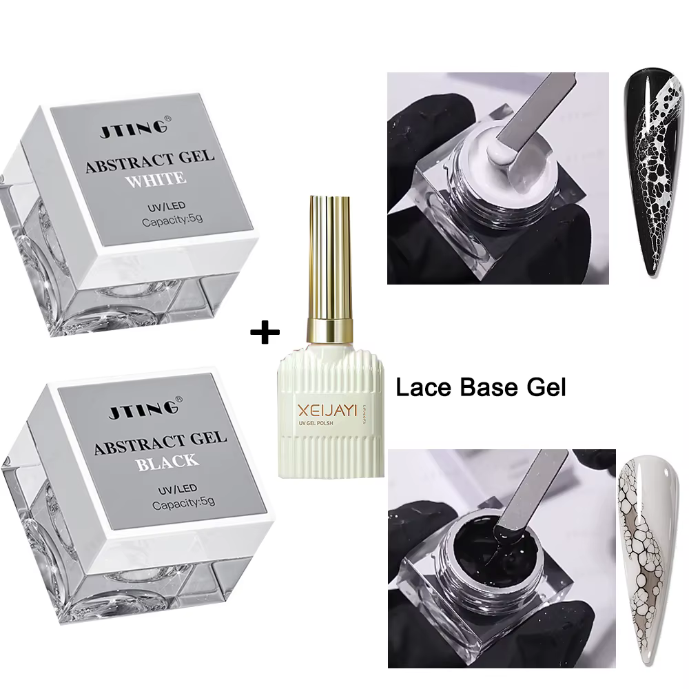 Vernis à ongles Gel abstrait noir et blanc