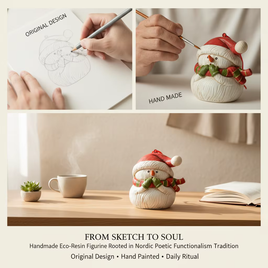 VILEAD Figurine décorative de bonhomme de neige en résine fabriquée à la main, ornement suspendu pour arbre de Noël, décoration de maison pour les fêtes de Noël