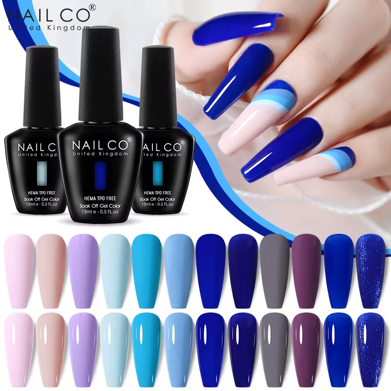 NAILCO série de couleurs bleues vernis à ongles Gel pour manucure Nail Art