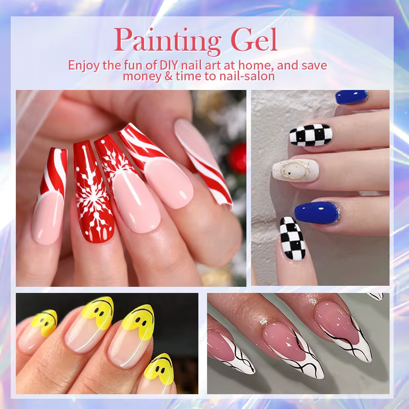 BORN PRETTY Gel de Peinture Blanc et Noir 5ml Professionnel Super Texture pour Dessin de Lignes et Fleurs