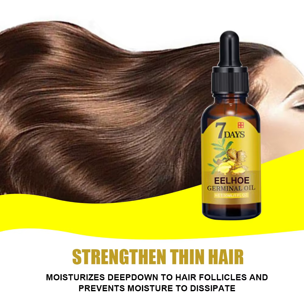 EELHOE Huile de croissance des cheveux au gingembre | Traitement anti-chute naturel essentiel | Solution nutritive hydratante pour tous types de cheveux 40 ml