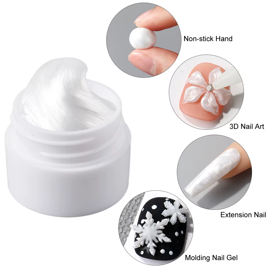 Vernis à ongles Gel solide 3D blanc chromé