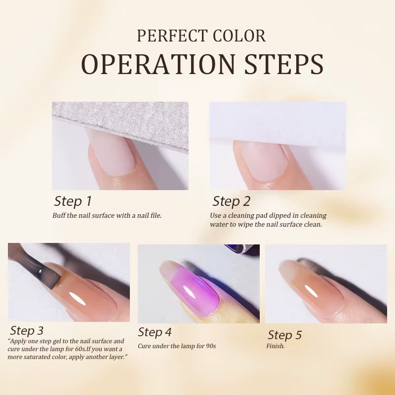 PERFECT COLOR Vernis à ongles gel laiteux rose nude tout-en-un 8ml