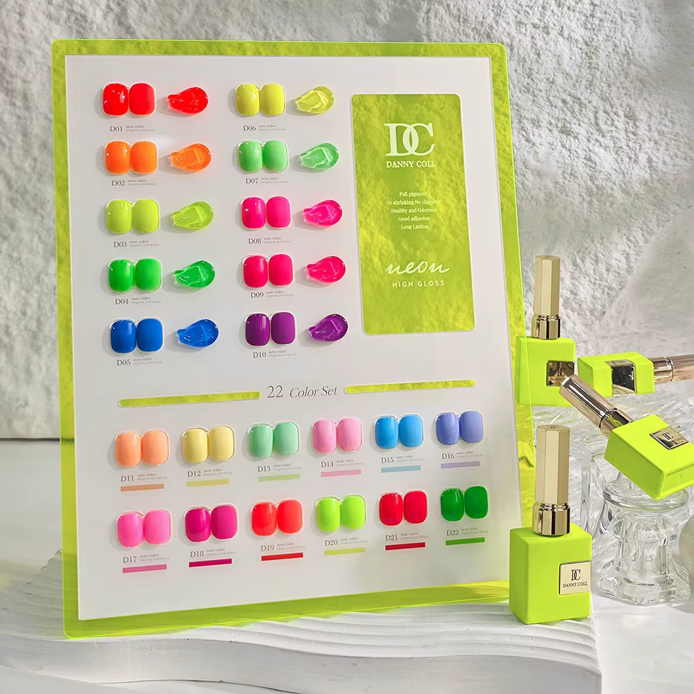 22 pièces Fluorescent néon rouge rose couleurs Gel vernis à ongles ensemble avec carte bleu vif tremper UV LED vernis à ongles Kit de manucure