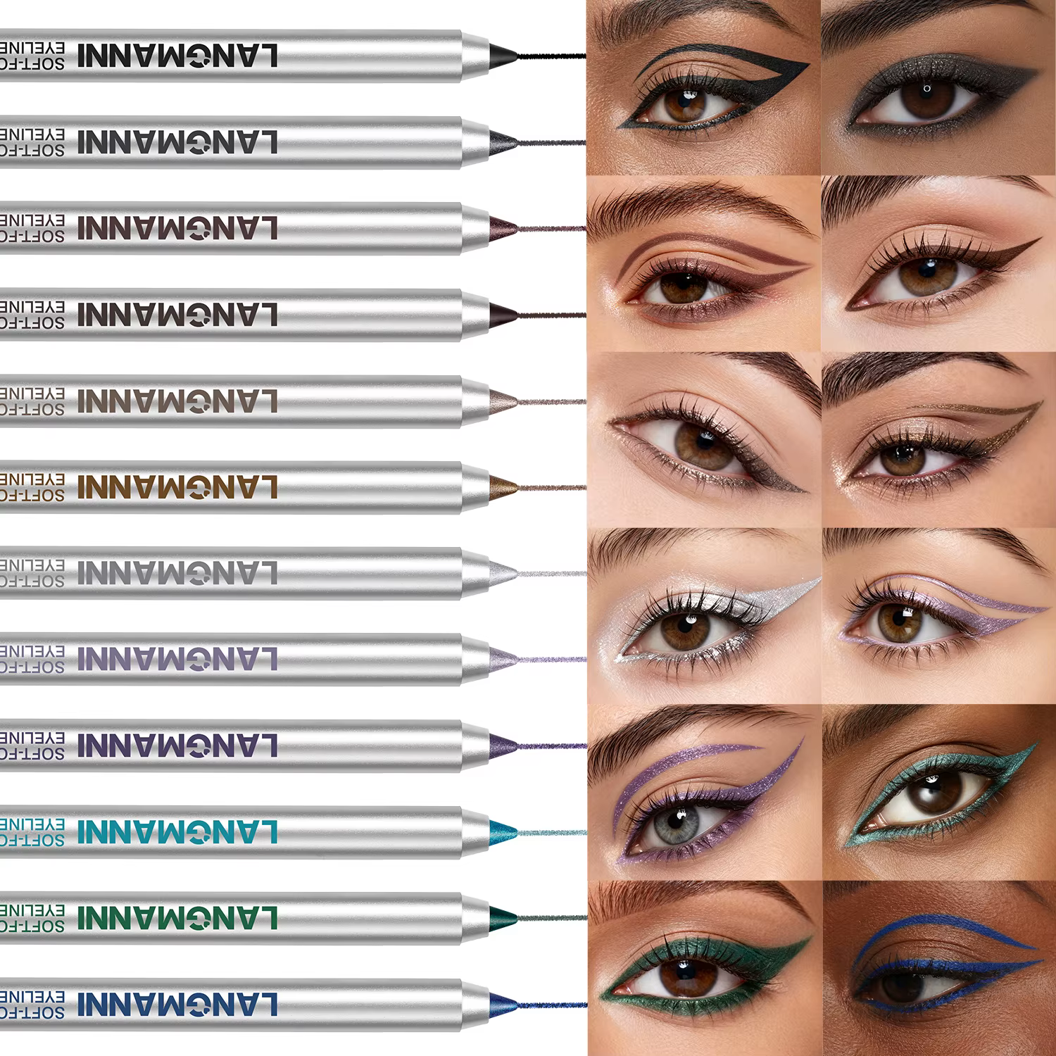 Crayon Gel Eyeliner Nacré Imperméable Longue Tenue Lisse Pailleté Noir Maquillage pour Eyeliner Supérieur et Inférieur Stick Fard à Paupières