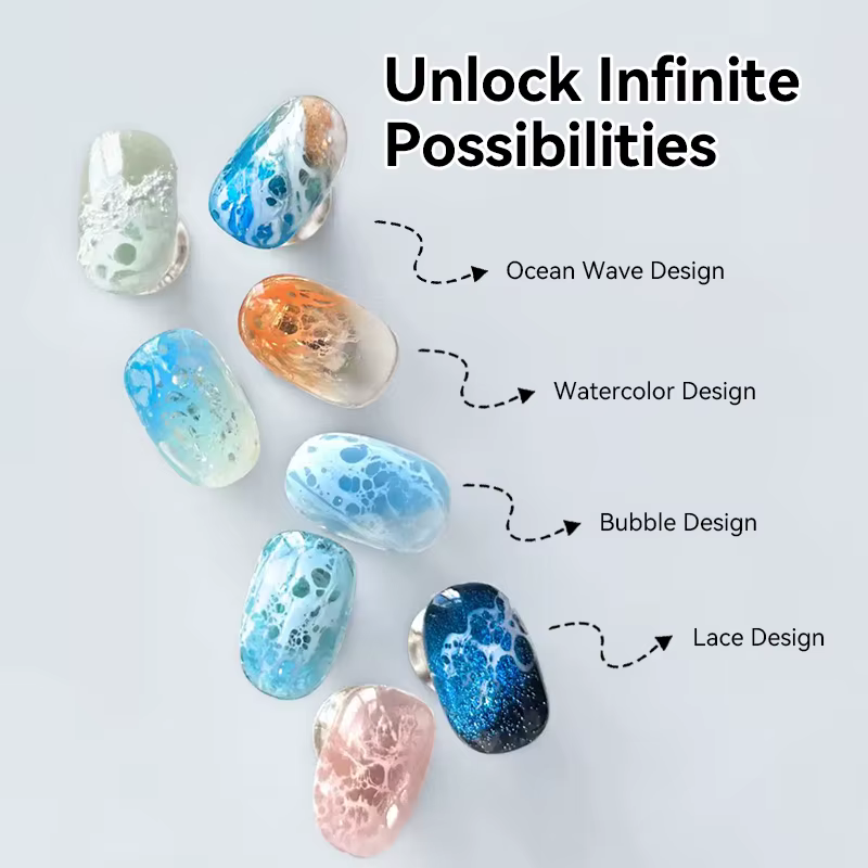 BORN PRETTY 1/2Pcs Ocean Wave Watercolor Liquid Gel Nail Polish Set White