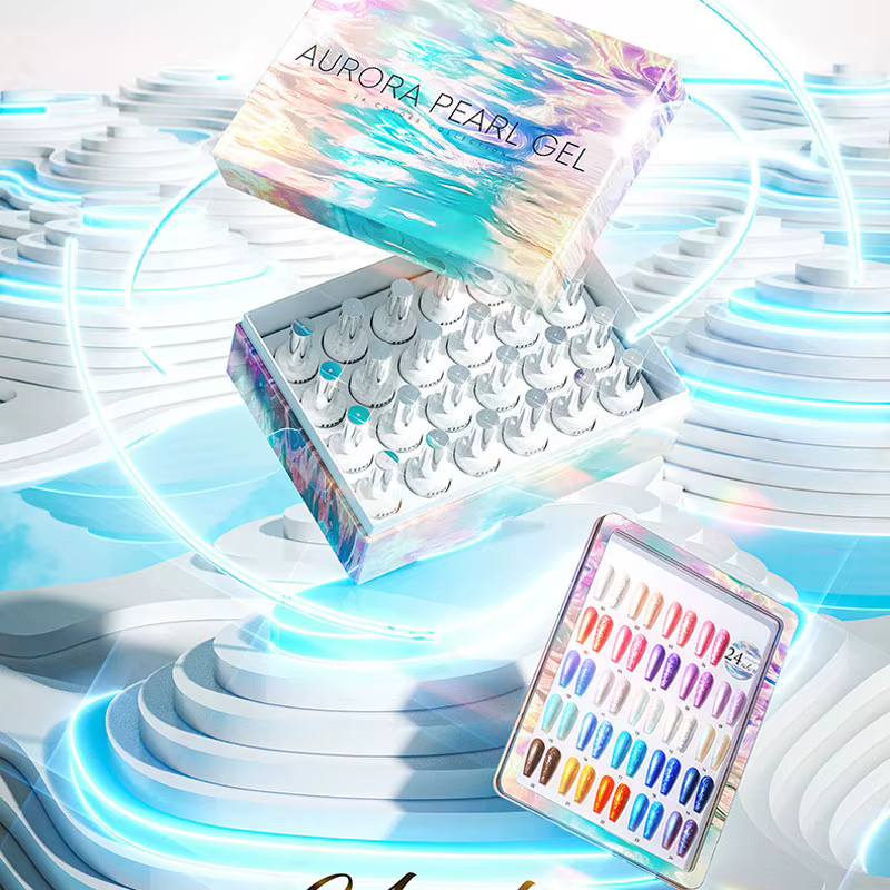 Eleanos spirale Gel 24 pièces Aurora perle coquille fil Gel vernis à ongles avec carte de couleur pour manucure tremper