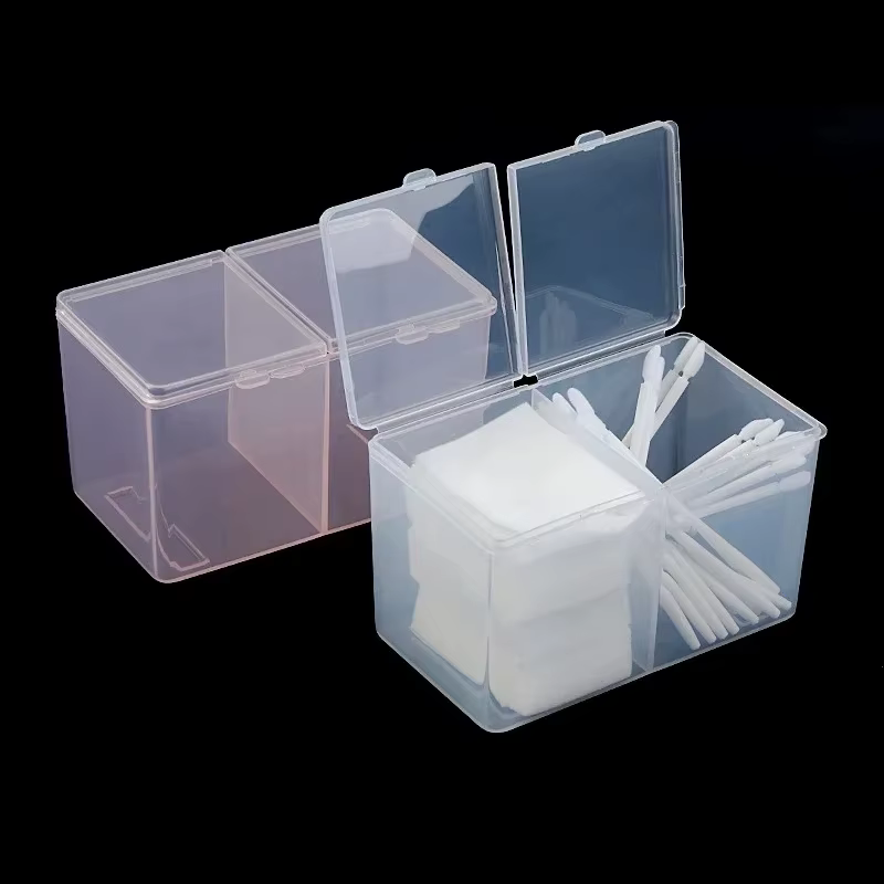Boîte de rangement pour ongles, 1 pièce, Double Grille, anti-poussière, couverture de ceinture, feuille de coton, boîte de rangement pour serviettes, accessoires pour ongles, finition