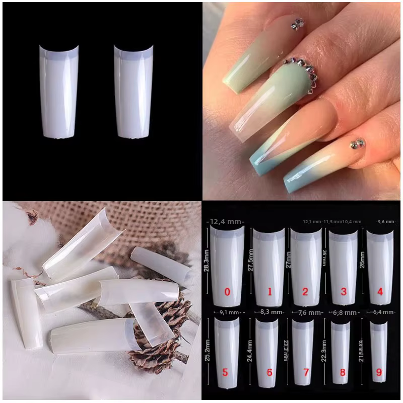 100 pièces acrylique Transparent blanc artificiel ongles conseils conception française Nature Capsules pour manucure