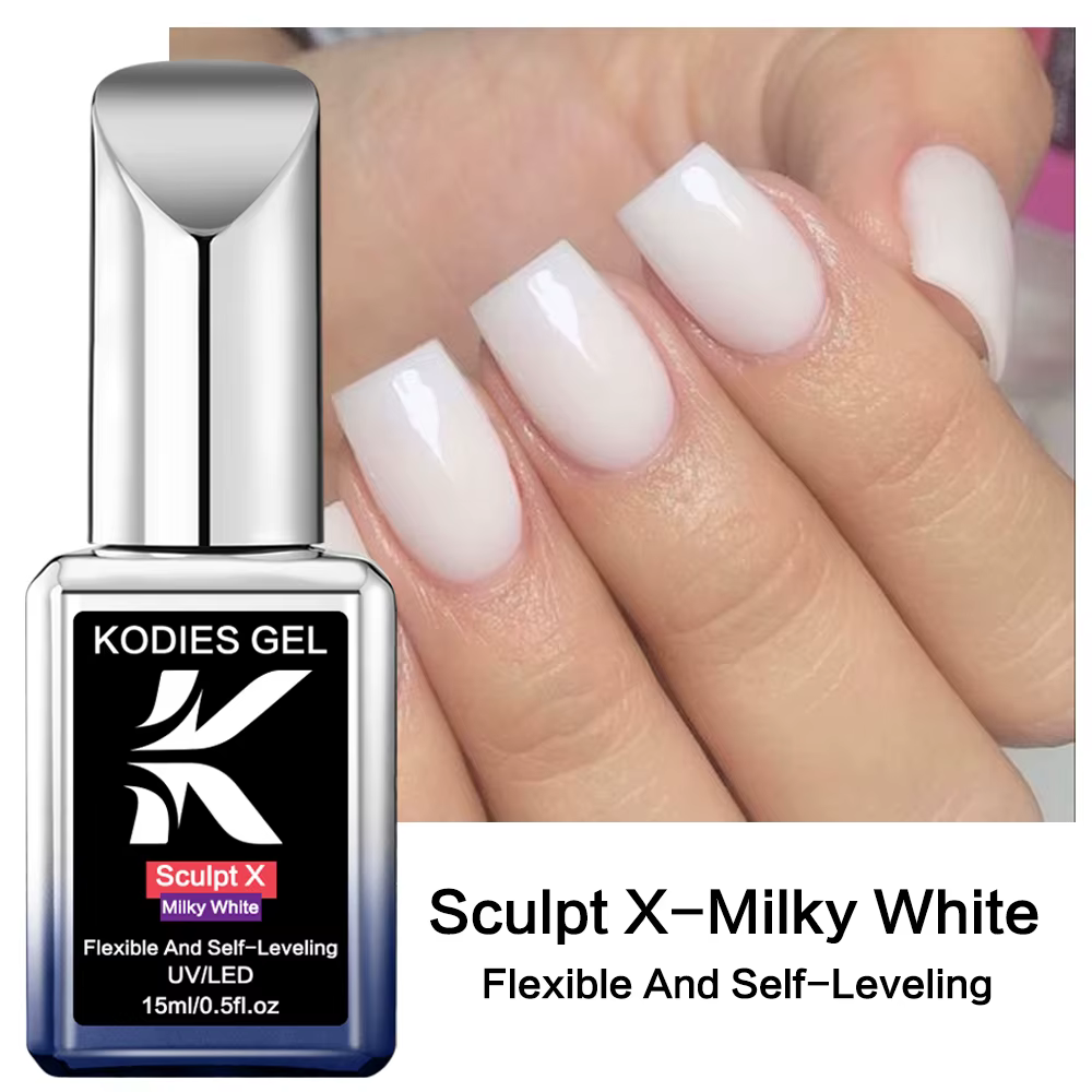 KODIES GEL blanc laiteux constructeur Gel pour ongles dans une bouteille sculpter X Gel de Construction pour Extension 15ML Gels durs solides d'épaisseur moyenne