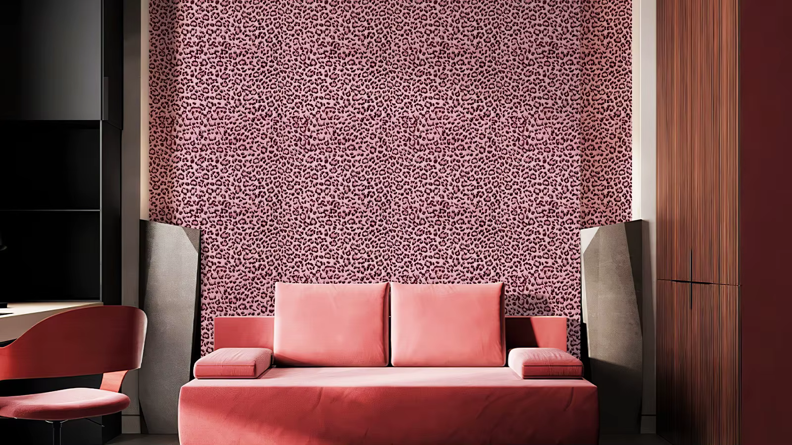 Papier peint imperméable à l'eau rose léopard pour plafond, salon, papier peint imperméable à l'huile