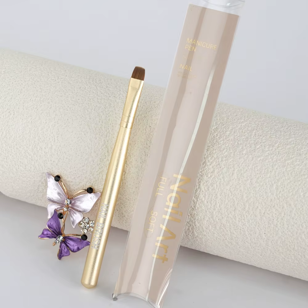 Pinceau professionnel de luxe 5 couleurs pour nail art français avec manche métallique