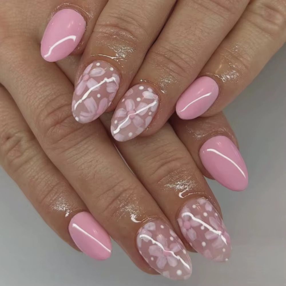 Rose rouge Rose fleurs français portable Nail Art mode court carré faux ongles détachable fini faux ongles presse sur les ongles