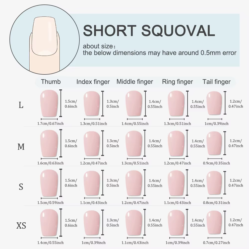 10 faux ongles courts carrés à presser