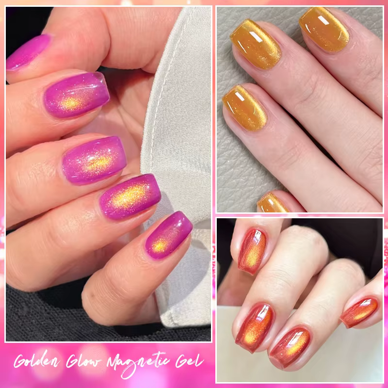 Vernis Gel magnétique chat brillant doré