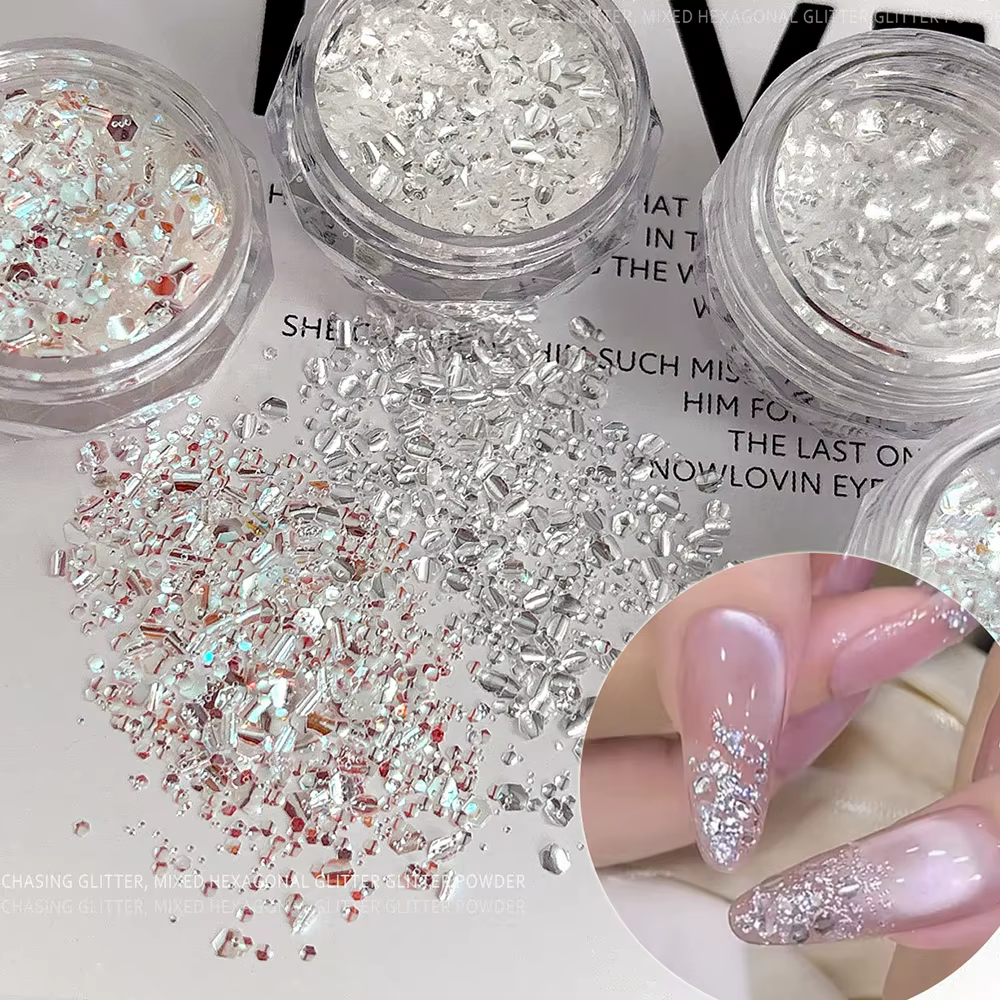 2 bouteilles de paillettes hexagonales Ultra-fines pour ongles