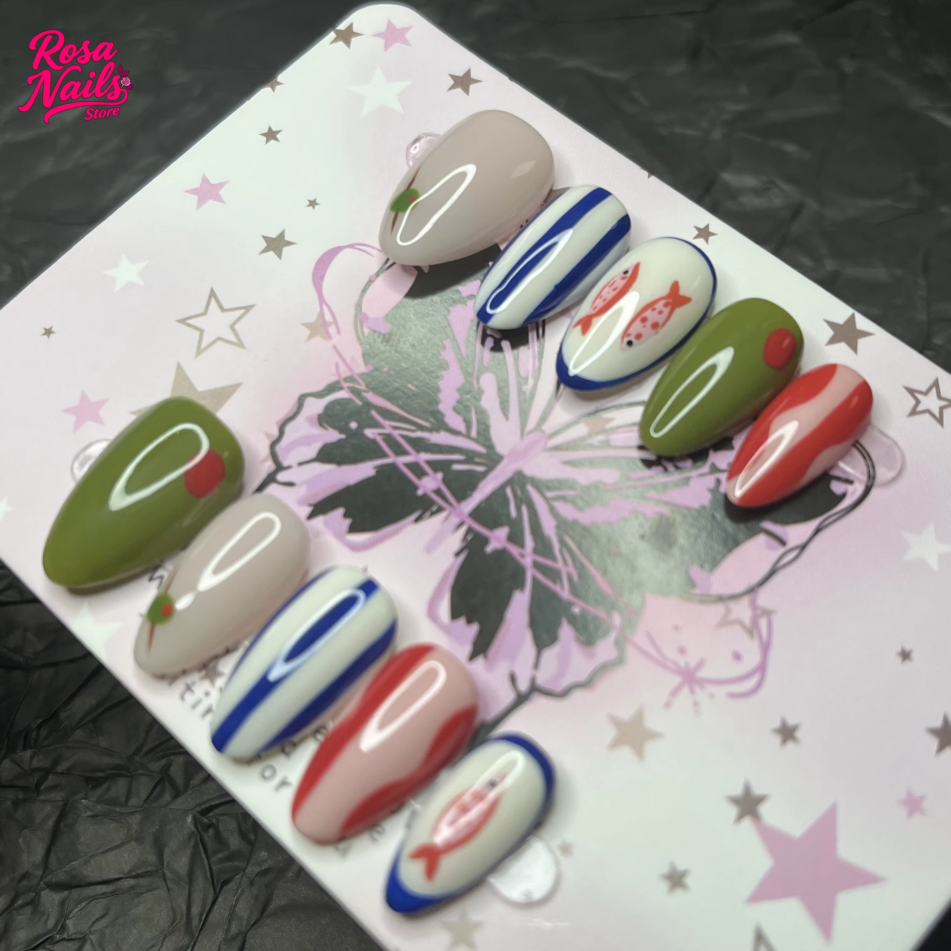 10 pièces presse à la main sur les ongles peints