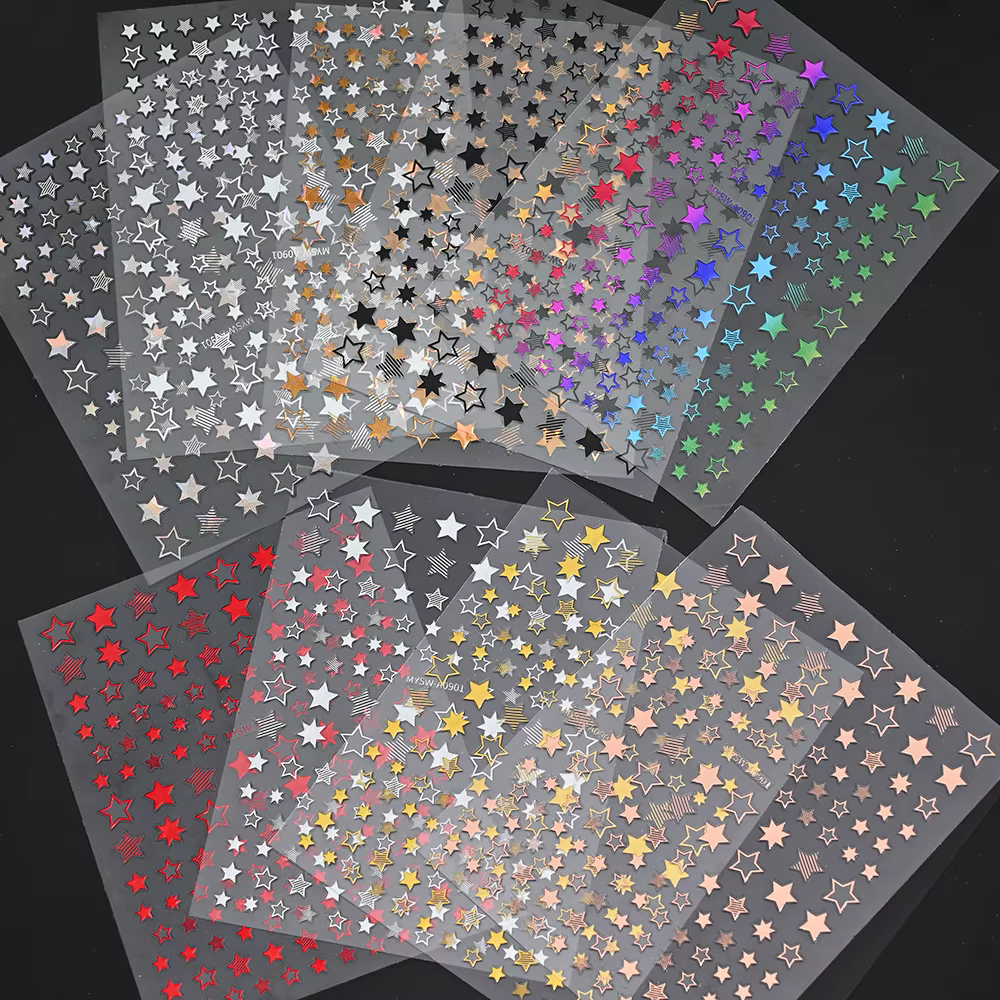 Ensemble d'autocollants étoiles 3D pour Nail Art