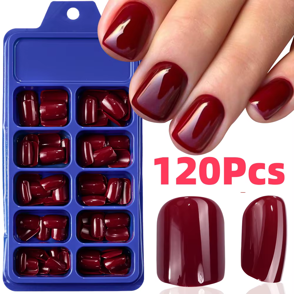 Faux ongles carrés courts rouges