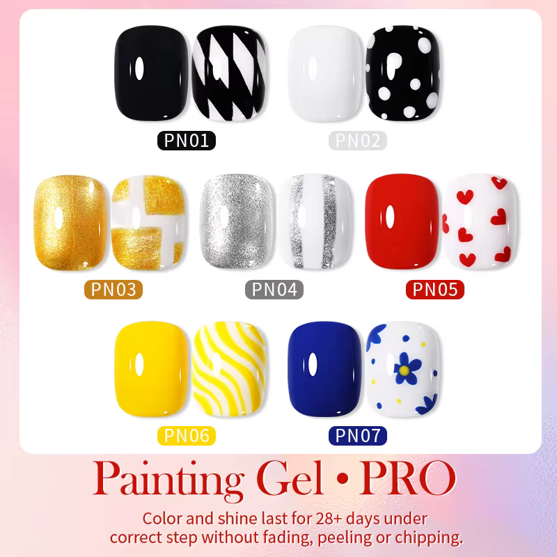 BORN PRETTY Gel de Peinture Blanc et Noir 5ml Professionnel Super Texture pour Dessin de Lignes et Fleurs